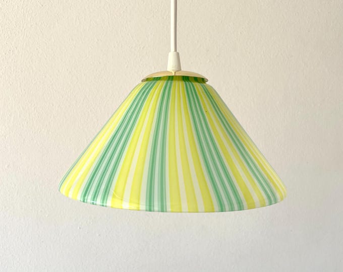 Murano chandelier with lovely colored filigree glass, vintage 70s, modern Italian