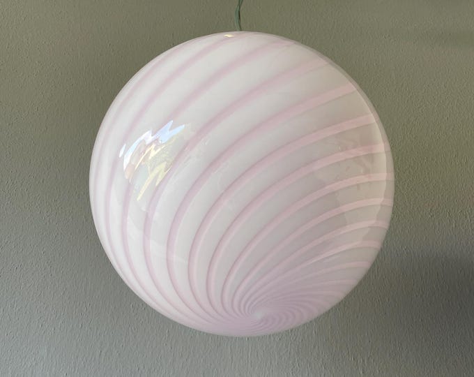 PINK MURANO ceiling lamp with swirl rigadin glass D 30