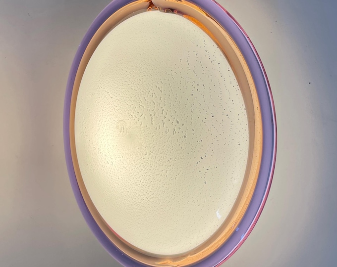 Large vintage Murano glass wall and ceiling lamp with pink and purple incalmo, 1980s