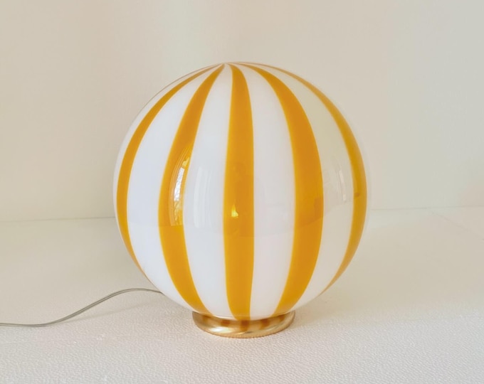 FILIGREE MURANO STRIPES table lamp yellow - handmade by Murano glass masters