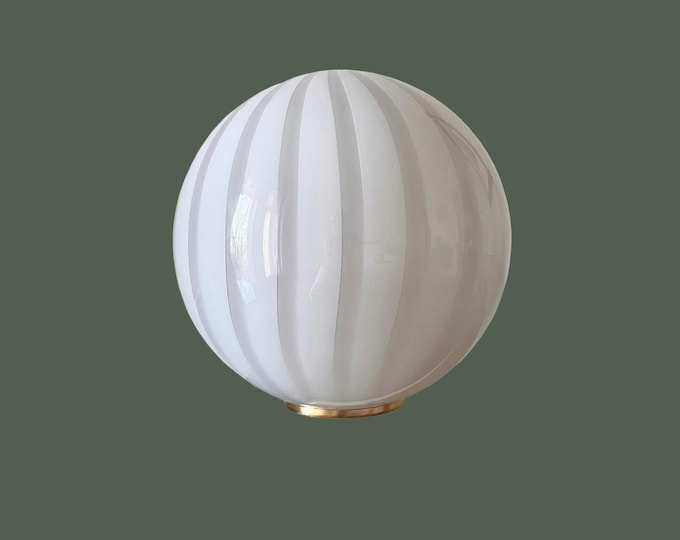 DOVE GRAY stripes MURANO table lamp with stripes rigadin glass D 30 cm, golden frame