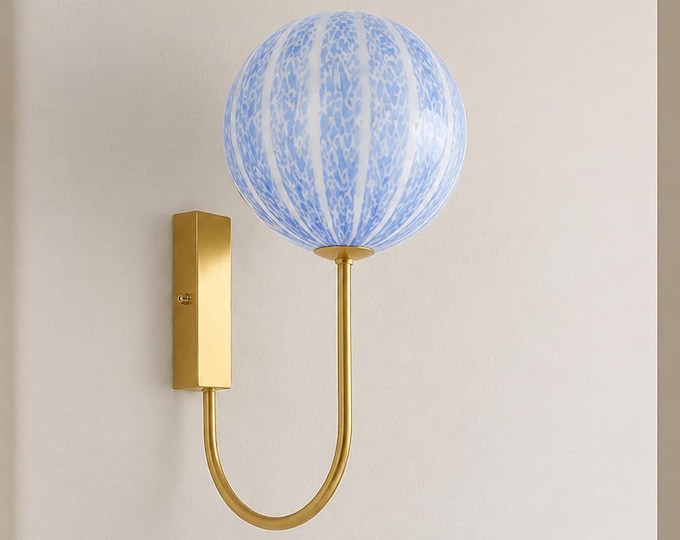 Blue TULIPANO 20 by LA MURRINA, wall lamp, blue Murano glass, vintage 90s