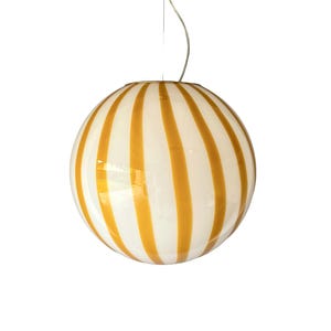 Amber yellow FILIGRANA MURANO STRIPES lamp - handmade by Murano glass masters sphere 40