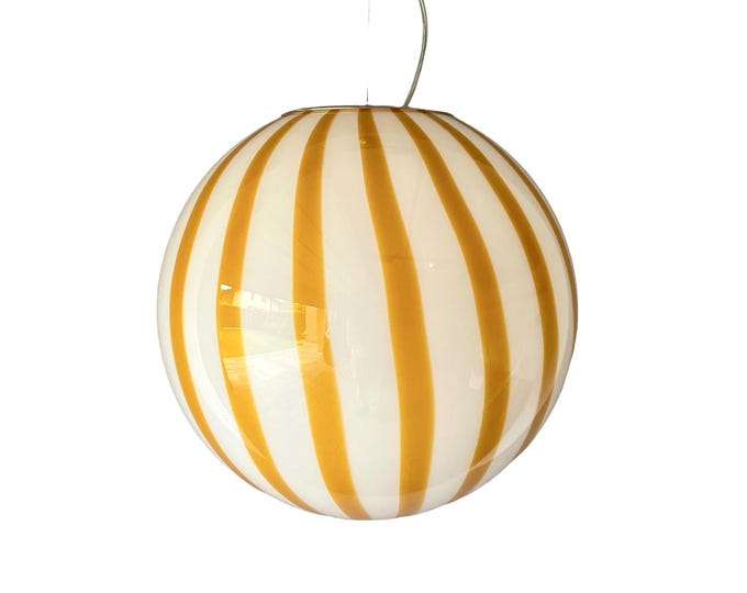 Amber yellow FILIGRANA MURANO STRIPES lamp - handmade by Murano glass masters sphere 40