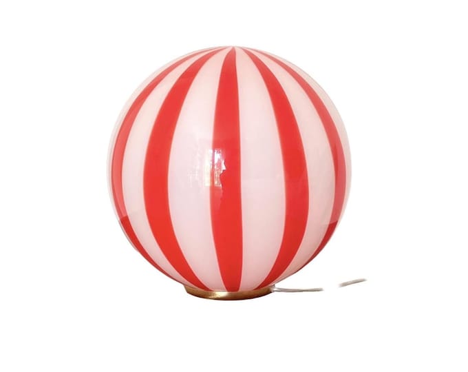 FILIGREE MURANO STRIPES table lamp red -mouth blown and hand worked by Murano glass masters