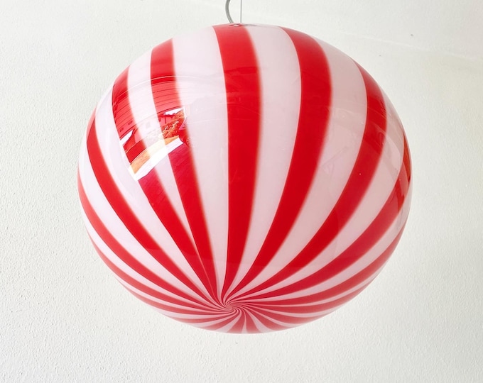FILIGREE MURANO STRIPES red lamp - handmade by Murano glass masters, Chrome frame