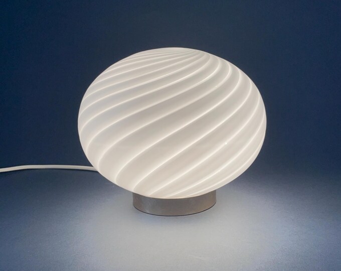 So pretty! Murano glass swirl rigadin table lamp, vintage '70