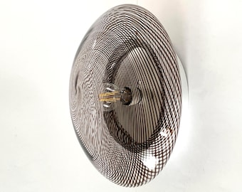 Vintage 70s swirl filigree Murano wall ceiling lamp, hand-blown and hand-crafted Murano glass