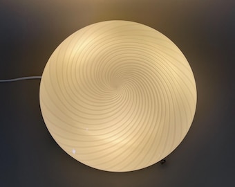 Large vintage Murano wall ceiling lamp, hand-blown and hand-crafted swirl filigree glass