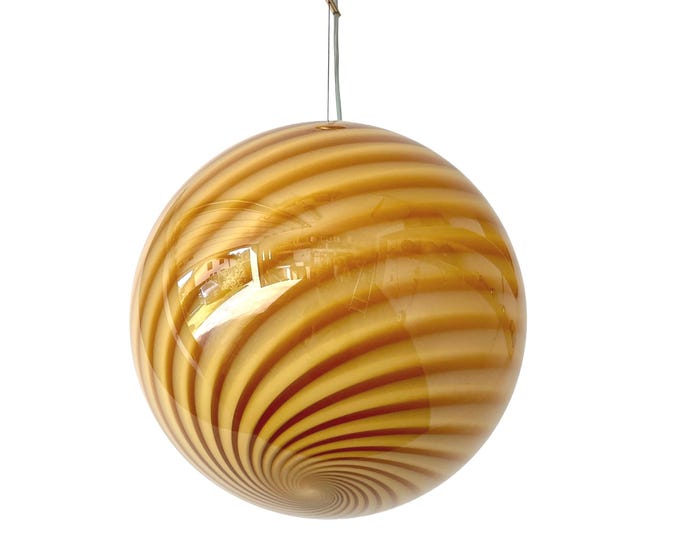 INTENSE AMBER MURANO ceiling with swirl rigadin glass D 30 cm