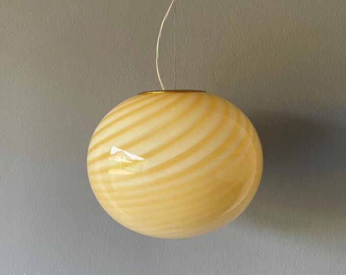 AMBER MURANO large ceiling lamp with swirl rigadin glass