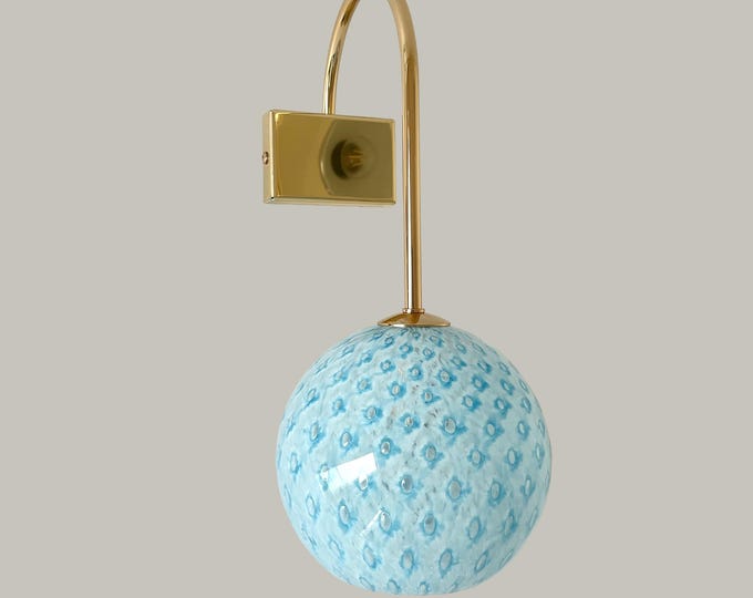 MACRAME' wall 16 by LA MURRINA, wall lamp, blue Murano glass, vintage 90s