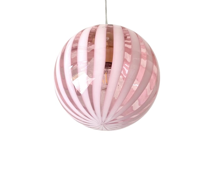 Murano glass chandelier TRASPARENZE ROSA with white rods Effetre Murano, mouth blown and handcrafted