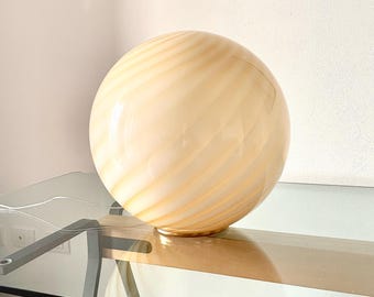 Large AMBER MURANO table lamp with swirl rigadin glass D 40 cm