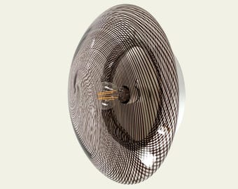 Vintage 70s swirl filigree Murano wall ceiling lamp, hand-blown and hand-crafted Murano glass