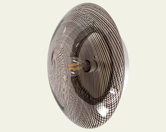 Vintage 70s swirl filigree Murano wall ceiling lamp, hand-blown and hand-crafted Murano glass