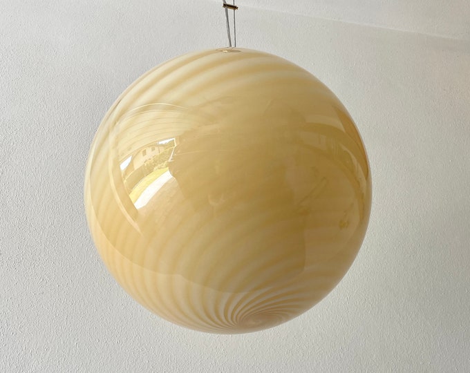 SPECIAL PRICE Amber MURANO large ceiling lamp with swirl rigadin glass B