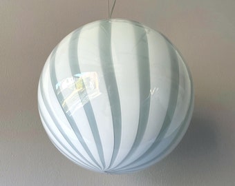 SAGE GREEN MURANO ceiling lamp with stripes rigadin glass - D 30 cm