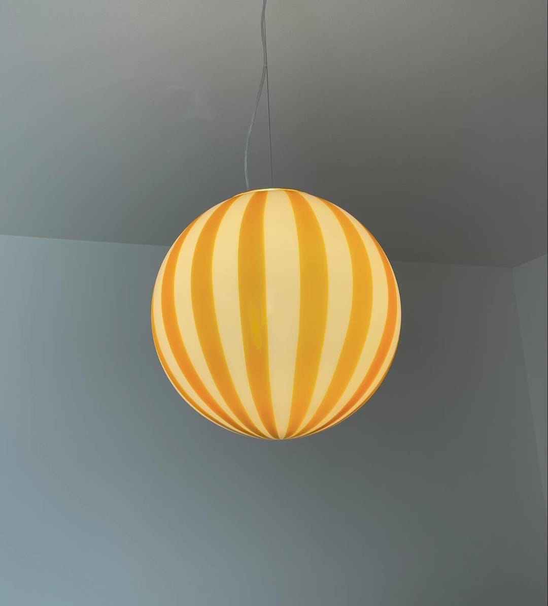 Lampe FILIGRANA MURANO STRIPES jaune ambré - fabriquée à la main par des maîtres verriers de Murano sphère 40 - Etsy France