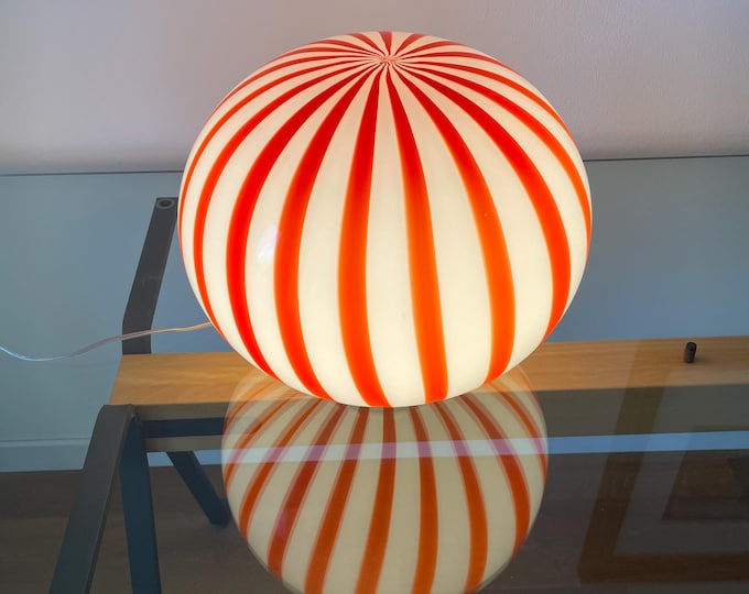 FILIGRANA MURANO STRIPES large table lamp red D40 oval - handmade by glass masters