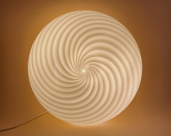 Large vintage Murano wall ceiling lamp, hand-blown and hand-crafted swirl rigadin glass