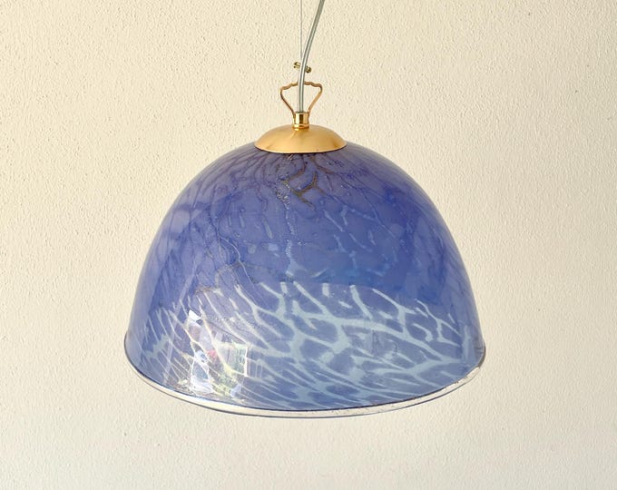 MERLETTI S32 blue ceiling lamp by LA MURRINA, Murano glass with gold leaf vintage 90s