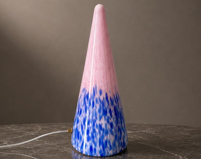 FATA Murano table lamp, hand-crafted glass with pink and blue glass