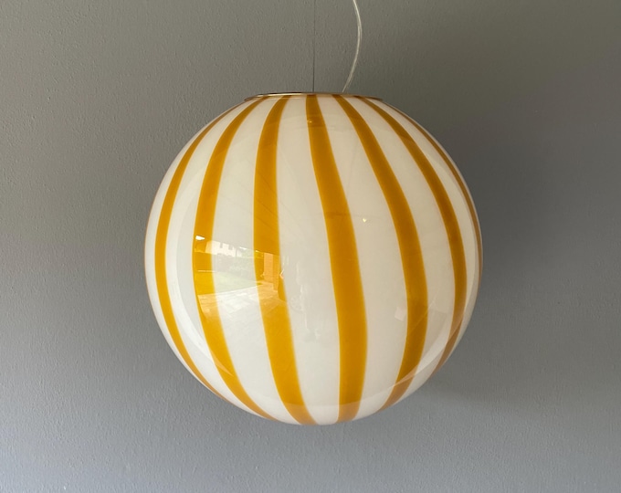 Amber yellow FILIGRANA MURANO STRIPES lamp - handmade by Murano glass masters sphere 40