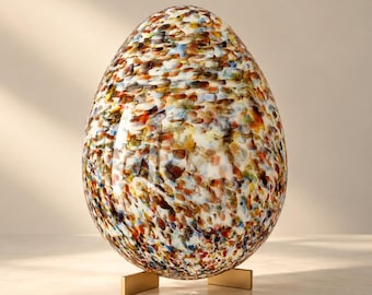 Large Murrine Piumate Murano egg table lamp - H46 - handmade by Murano glass masters