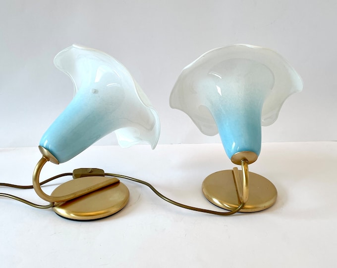 LILY lamp by La MURRINA Murano blue vintage table lamp (1 of 2 lamps)