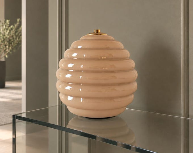 DUNE 27 Murano table lamp, hand-crafted cased glass, sand taupe color