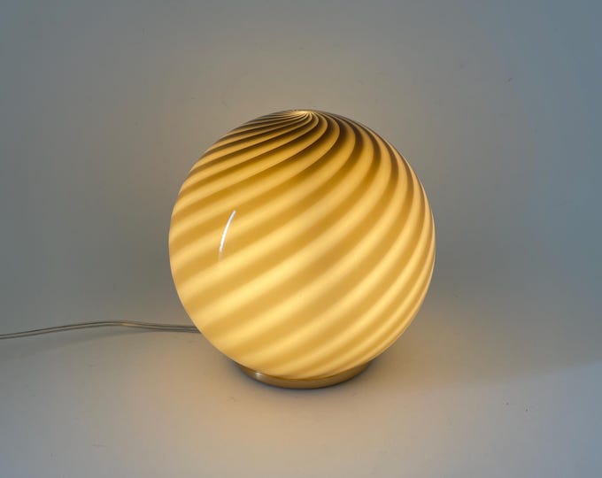 BEIGE/BROWN MURANO D 20 table lamp with swirl rigadin glass, golden frame