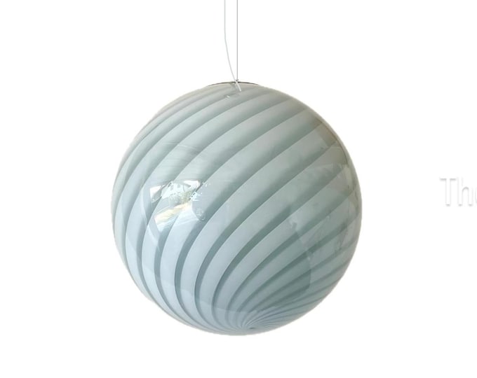 SAGE GREEN MURANO large ceiling lamp with swirl rigadin glass