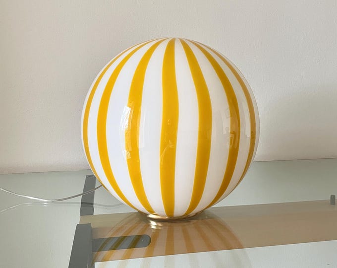 FILIGRANA MURANO STRIPES large table lamp amber/yellow D40 - handmade by glass masters
