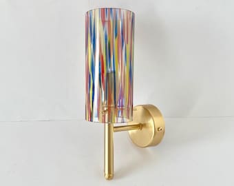Beautiful handcrafted multicolored Murano glass wall lamp