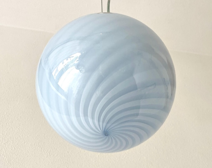 Special Price BLUE CLOUD MURANO ceiling lamp with swirl rigadin glass D 20 cm