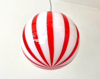 FILIGREE MURANO STRIPES lamp red - handmade by Murano glass masters-golden frame 30 cm