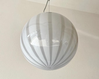 DOVE GRAY MURANO ceiling lamp with stripes rigadin glass D 30 cm Silver