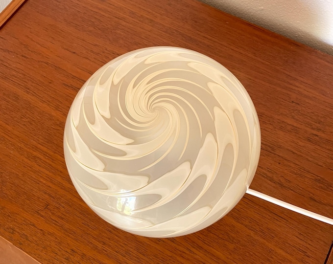Pretty amber PLUME SWIRL Murano table lamp - handmade by Murano glass masters
