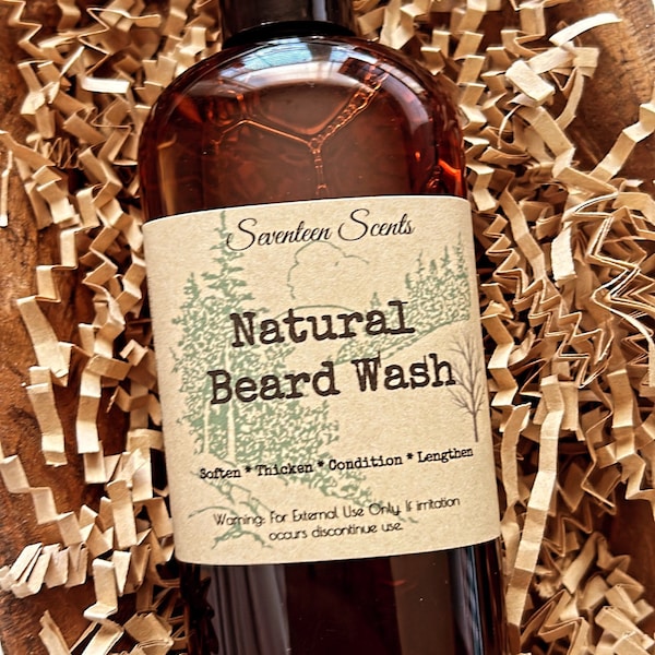 Mens natural Beard Wash, conditioning beard wash for shiny and manageable beard, promotes a healthy beard, growth, shine, self care for men,