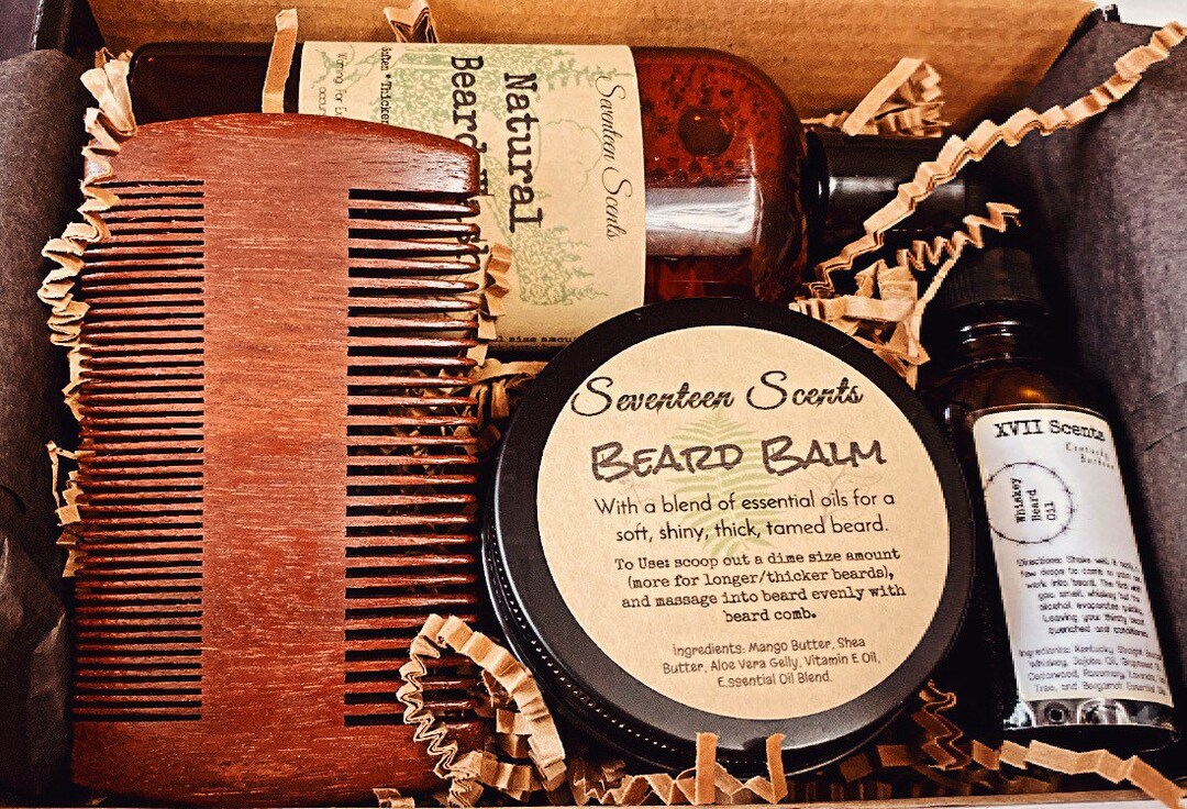 Mens Beard Care Gift Set, Conditioning Beard Wash, Beard Balm, Beard
