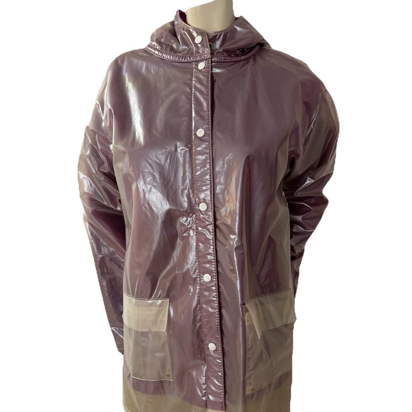 Manteau en caoutchouc rétro vernis frise imperméable veste de pluie