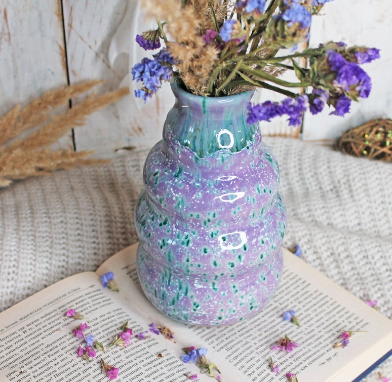 Purple Pottery Flower Vase image 2