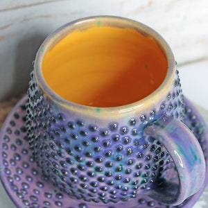 Purple Ceramic Mug with Saucer and Lid, 15 oz image 9