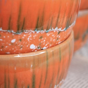 27 oz Orange Glazed Ceramic Pottery Bowl image 9