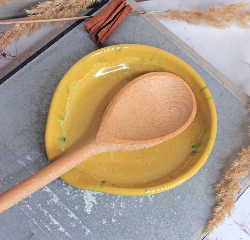 Yellow Ceramic Spoon Rest, 5 image 3