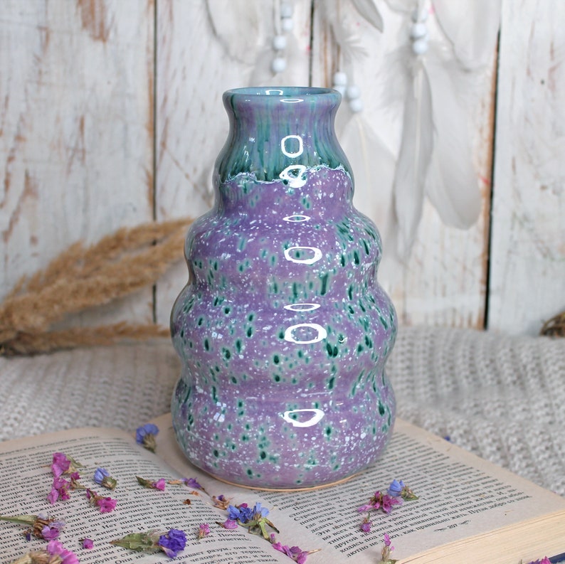 Purple Pottery Flower Vase image 6