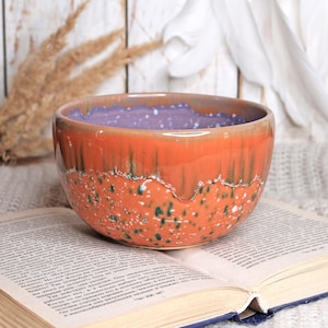 27 oz Orange Glazed Ceramic Pottery Bowl image 1