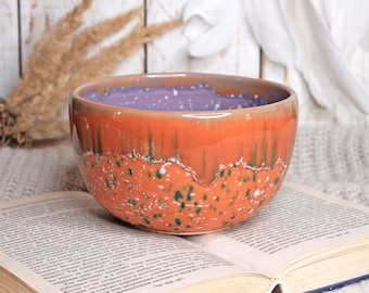 27 oz Orange Glazed Ceramic Pottery Bowl