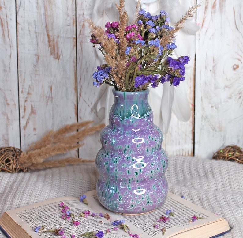 Purple Pottery Flower Vase image 1